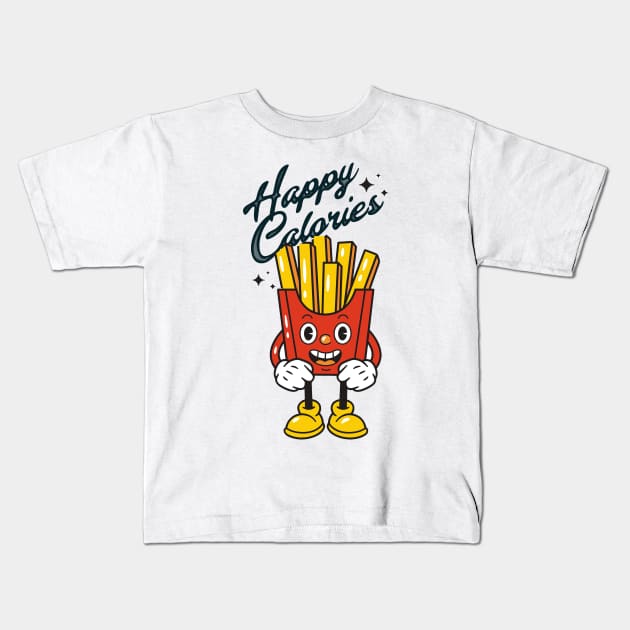 Happy Calories fries Kids T-Shirt by artncraftshed